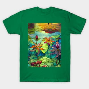 Stained Glass Lotus Lake T-Shirt